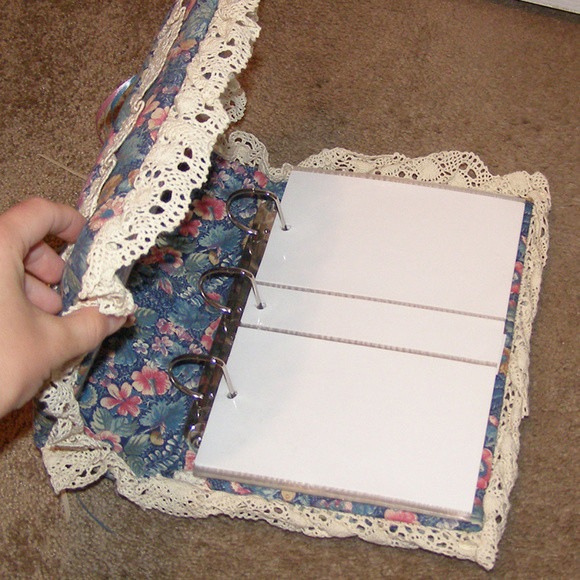 Custom Made Cat Theme Floral Fabric Photo Album - Picture 5 of 8